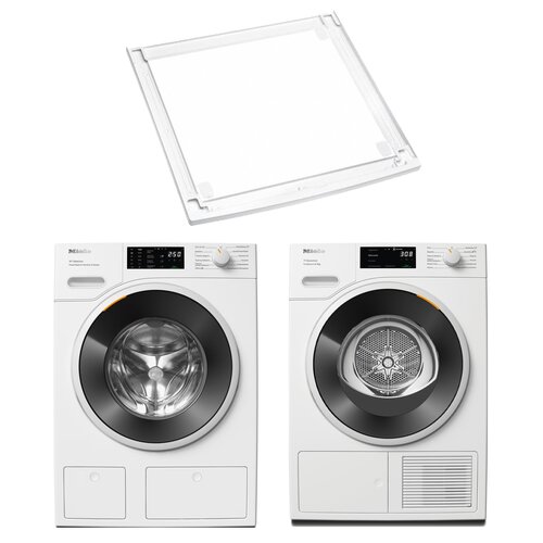 Pralka MIELE W1 WSG883 WCS 9kg 1400 obr TwinDos SteamCare AutoDos + Suszarka MIELE TSH783WP EcoSpeed z pompą ciepła + Łącznik MIELE WTV 502