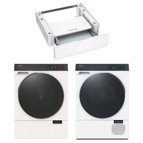 Pralka MIELE WQ 1000 9kg 1600 obr TwinDos + Suszarka MIELE TQ 1000 WP Nova Edition z pompą ciepła + Łącznik MIELE WTV 611