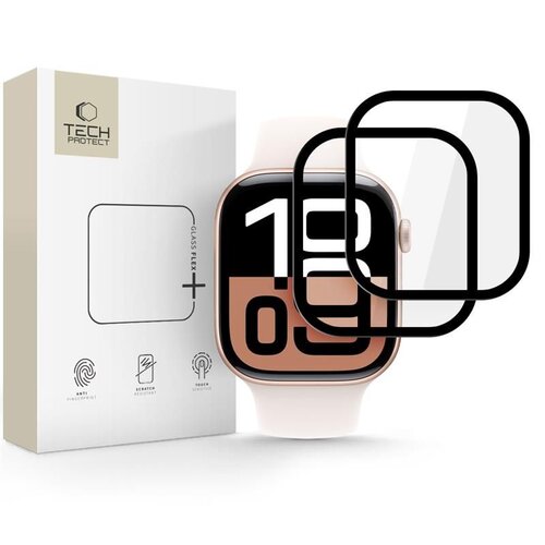 Szkło hybrydowe TECH-PROTECT Glass Flex+ do Apple Watch 10 (42 mm) Czarny (2 szt.)