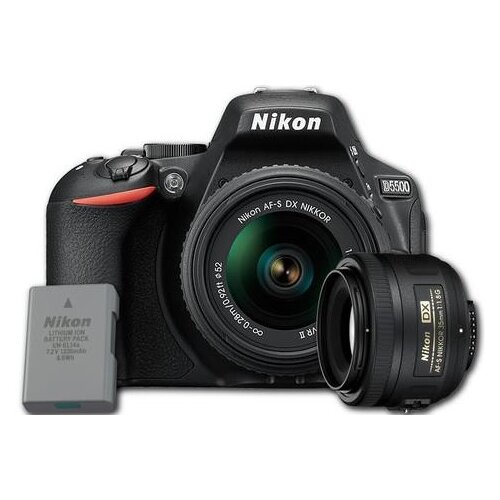 NIKON D5500 + Obiektyw 18-55VR II Czarny Aparat - niskie