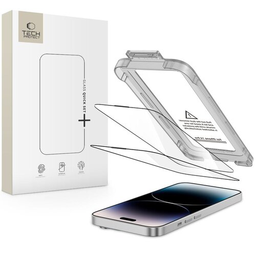 Szkło hartowane TECH-PROTECT Quick Set+ do Apple iPhone 14 Pro Czarny (2 szt.)