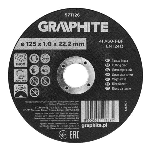 Tarcza do cięcia GRAPHITE 57T126 125 mm (110 szt.)