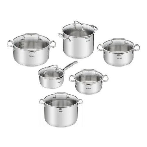Zestaw garnków TEFAL Duetto+ G719SA74 (10 elementów) Stal nierdzewna 18/10 Indukcja Możliwość mycia w zmywarce + Garnek Tefal Duetto+G7196455 28 cm Stal nierdzewna 18/10 Indukcja Możliwość mycia w zmywarce 10 l