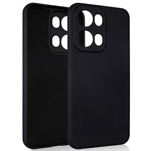 Czarne etui silikonowe z wycięciami na aparat, widoczne z przodu i z tyłu. Produkt jest przeznaczony do telefonu Oppo Reno 13 Pro.