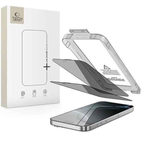 Szkło prywatyzujące TECH-PROTECT Quick Set Spy+ do Apple iPhone 16 Pro (2 szt.)