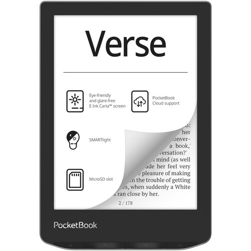Czytnik e-booków POCKETBOOK Verse 629 6", Podświetlany ekran, Wi-Fi, Bez reklam Szary