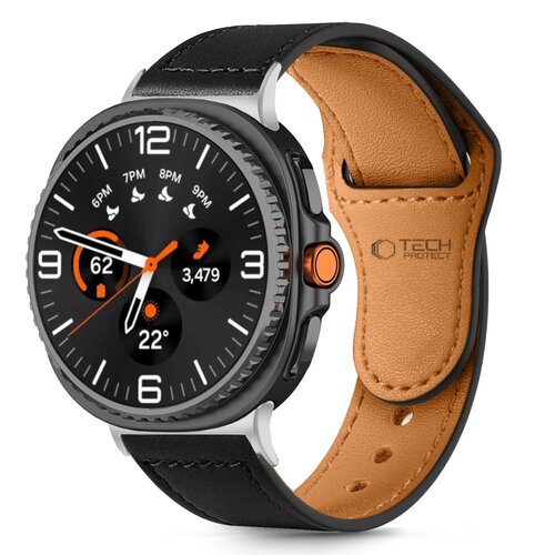 Pasek TECH-PROTECT LeatherFit do Samsung Galaxy Watch 8/Classic (40/44/46 mm) Czarny