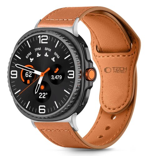 Pasek TECH-PROTECT LeatherFit do Samsung Galaxy Watch 8/Classic (40/44/46 mm) Brązowy