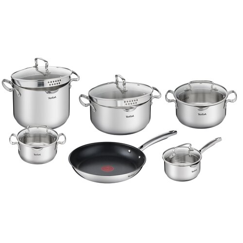 Zestaw garnków TEFAL Duetto+ (11 elementów) Stal nierdzewna 18/10 Indukcja Możliwość mycia w zmywarce