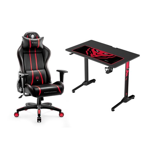 Biurko gamingowe DIABLO CHAIRS X-MATE 1000 + Fotel DIABLO CHAIRS X-One 2.0 Small Czarno-czerwony