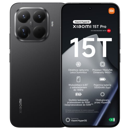 Smartfon XIAOMI 15T Pro 5G 12/512GB 6.83" 144Hz Czarny