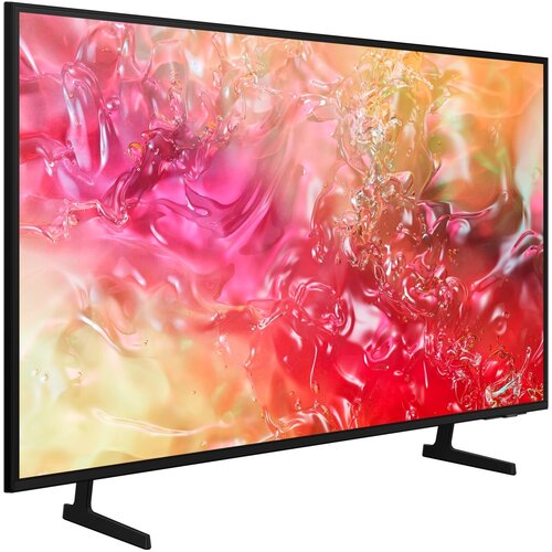 Telewizor z cienką ramką wyświetla abstrakcyjny, kolorowy wzór w odcieniach różu, czerwieni i pomarańczu. Produkt to "Telewizor SAMSUNG UE55DU7172U 55" LED 4K Tizen TV HDMI 2.1".