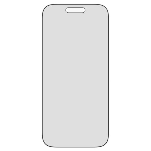 Na zdjęciu znajduje się szkło ochronne do telefonu, które ma wycięcie na górze, prawdopodobnie na aparat i czujniki. Produkt jest przeznaczony do modelu Apple iPhone 17 Pro.