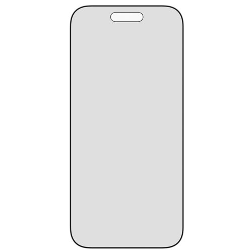 Przedstawiony jest prostokątny kształt przypominający ekran telefonu z wycięciem na górze. Produkt to "Szkło prywatyzujące PANZERGLASS Ultra-Wide Fit FastFit do Apple iPhone Air".