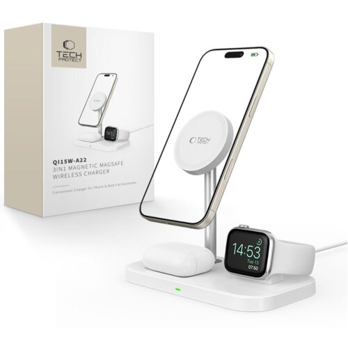 Ładowarka indukcyjna TECH-PROTECT A22 3w1  15W Biały MagSafe