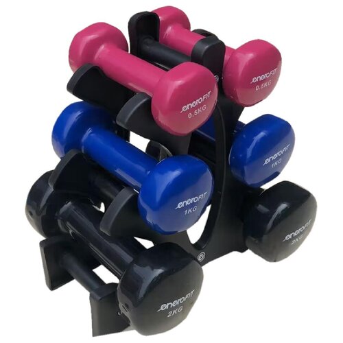 Zestaw hantli ENERO FIT 1052687 (2x2/2x1/2x0.5 kg) + stojak