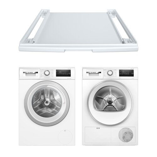 Pralka BOSCH WAN2425SPL 8kg 1200 obr EcoSilence Drive + Suszarka BOSCH WTH8629SPL + Łącznik BOSCH WTZ27400