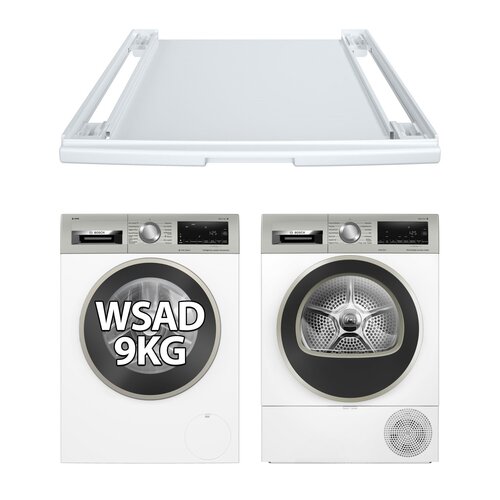 Pralka BOSCH WGG244F8PL seria 6, I-Dos kl.A 9kg 1400 obr EcoSilence Drive AntiStain + Suszarka BOSCH WQG233MSPL + Łącznik BOSCH WTZ27400