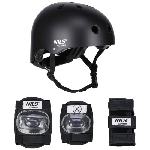 Kask NILS EXTREME MR290 Czarny (rozmiar M) + Zestaw ochraniaczy