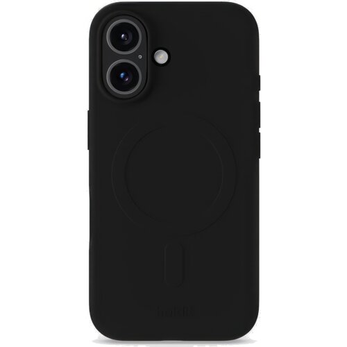 Czarne etui na telefon z dwoma otworami na aparat i okrągłym wzorem na środku, z widocznym napisem "holdit" u dołu.