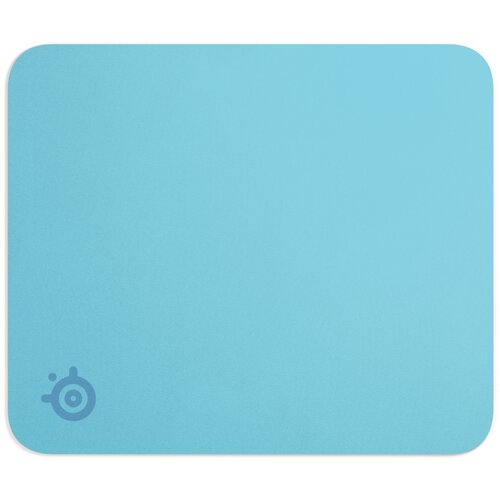 Podkładka w kolorze morskim z zaokrąglonymi rogami, w dolnym rogu widoczne logo SteelSeries.