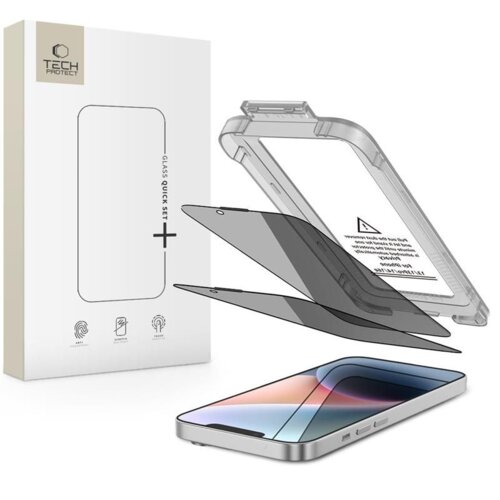 Szkło prywatyzujące TECH-PROTECT Quick Set Spy+ do Apple iPhone 13/13 Pro/14/16E (2 szt.)