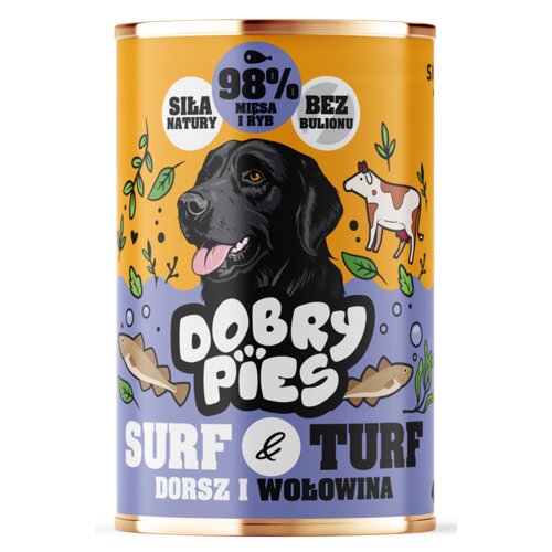 Karma dla psa DOBRY PIES Surf&Turf Dorsz i wołowina 400 g