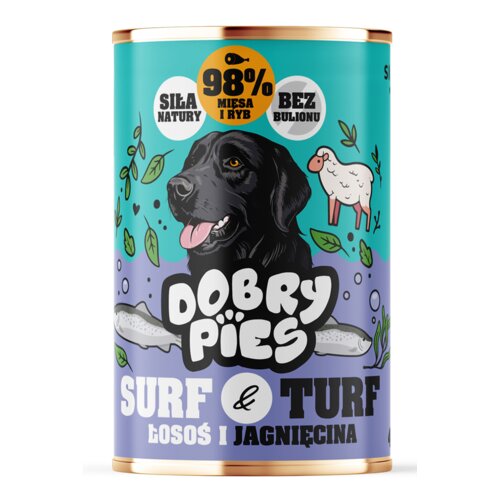 Karma dla psa DOBRY PIES Surf&Turf Łosoś i jagnięcina 400 g