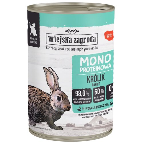Karma dla kota WIEJSKA ZAGRODA Monoproteinowa Królik 400 g