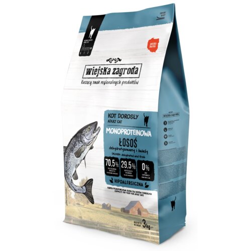Karma dla kota WIEJSKA ZAGRODA Adult Monoproteionowy Łosoś 3 kg