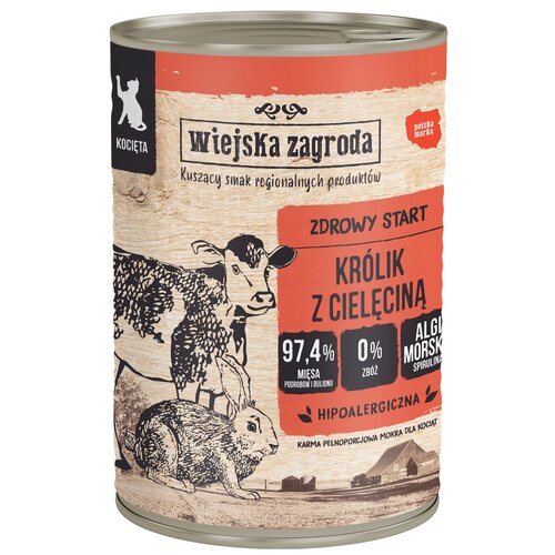 Karma dla kota WIEJSKA ZAGRODA Królik z cielęciną 400 g