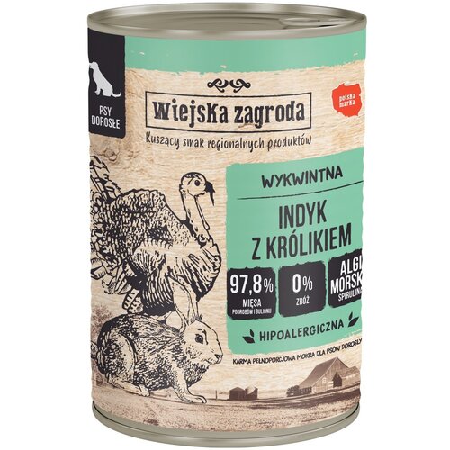 Karma dla psa WIEJSKA ZAGRODA Indyk z królikiem 400 g
