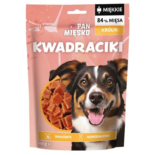 Przysmak dla psa PAN MIĘSKO Kwadraciki Królik 100 g
