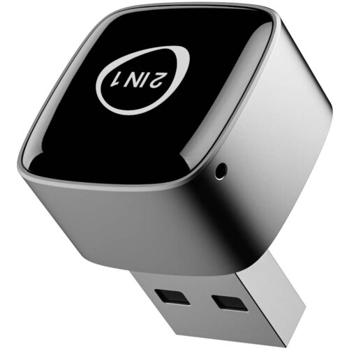 Czarny adapter z metaliczną obudową, posiadający złącze USB oraz widoczne logo z napisem "ZINS". Produkt ma gładką, błyszczącą powierzchnię na górze.