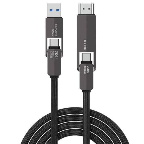 Kabel USB-C - HDMI 4SMARTS ComboCord USB4 HDMI 240W 1.5m Czarny