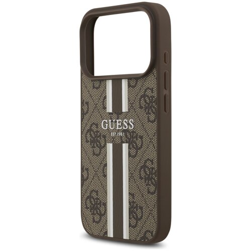 Etui GUESS 4G Printed Stripes MagSafe do Apple iPhone 17 Pro Brązowy