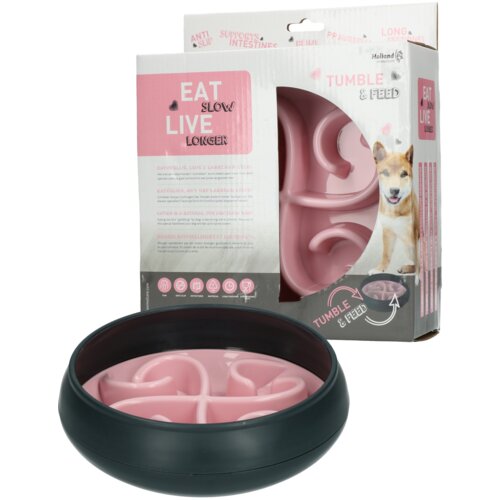 Miska dla psa i kota EAT SLOW LIVE LONGER Tumble Feeder Czarno-różowy