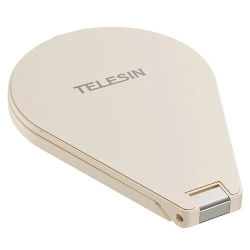 Na zdjęciu widoczny jest złoty uchwyt w kształcie kropli wody z napisem "TELESIN" na górnej powierzchni. Produkt ma gładką powierzchnię i metalowy element na końcu.