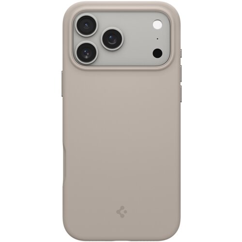 Beżowe etui na telefon z trzema wycięciami na aparaty fotograficzne oraz dodatkowymi otworami na lampę i mikrofon. Na dole etui widoczne jest logo producenta w formie stylizowanego symbolu.