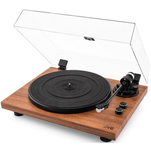 Gramofon JVC AL-E534M Drewno, Manualny, Napęd paskowy, Prędkość odtw. 33 1/3,45 obr./min