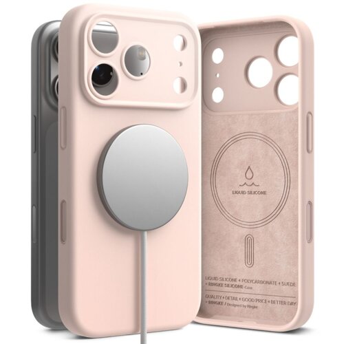 Etui RINGKE Silicone Magnetic MagSafe do Apple iPhone 17 Pro Max Różowy piasek