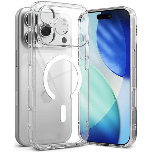 Przezroczyste etui z okrągłym wzorem na środku, przeznaczone do telefonu z trzema obiektywami aparatu. Obok etui widoczny jest telefon z kolorowym ekranem.