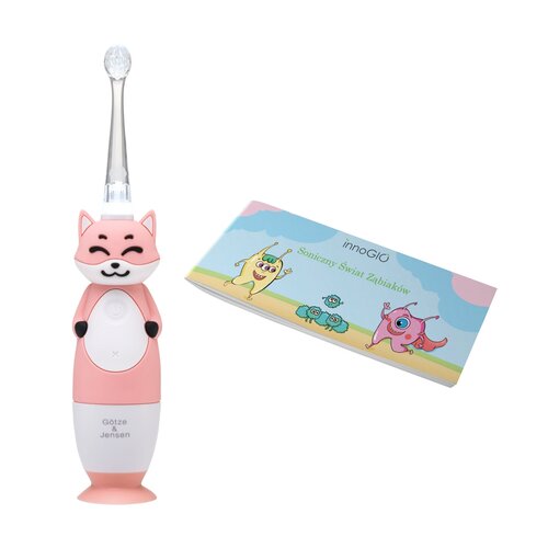 Szczoteczka soniczna dla dzieci GOTZE & JENSEN ST050P Kids z podświetleniem Różowa + Komiks Soniczny Świat Ząbiaków