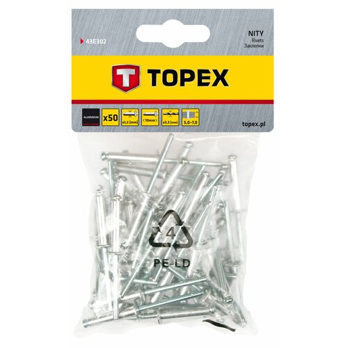 Nity aluminiowe TOPEX 43E302 3.2 x 10 mm (50 sztuk)