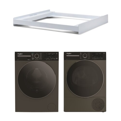 Pralka WHIRLPOOL WAM 764GKBC PL 7kg 1400 obr + Suszarka WHIRLPOOL MX WSD 83M GBS PL z pompą ciepła + Łącznik MELICONI Base Torre Slim