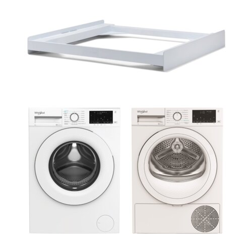 Pralka WHIRLPOOL WAM 87W PL 8kg 1400 obr + Suszarka WHIRLPOOL C WSD 74M WWS PL z pompą ciepła + Łącznik MELICONI Base Torre Slim
