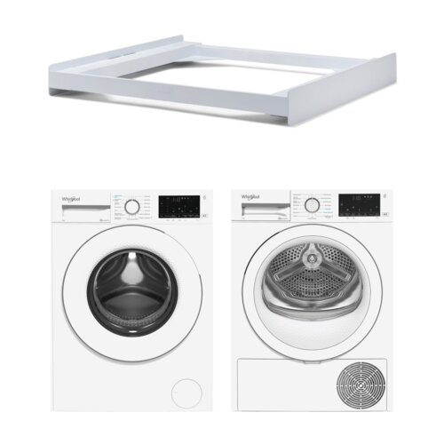Pralka WHIRLPOOL WAM 87W PL 8kg 1400 obr + Suszarka WHIRLPOOL C WSD 74M WWS PL z pompą ciepła + Łącznik MELICONI Base Torre Slim