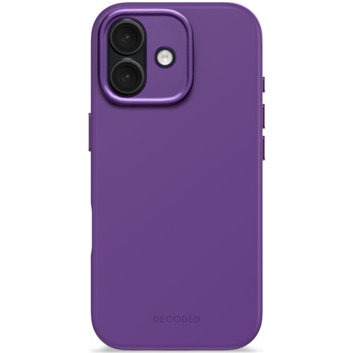 Fioletowe etui na telefon z napisem "DECODED" na dole, posiada wycięcia na dwa obiektywy aparatu i lampę błyskową. Etui ma gładką powierzchnię i zaokrąglone krawędzie.