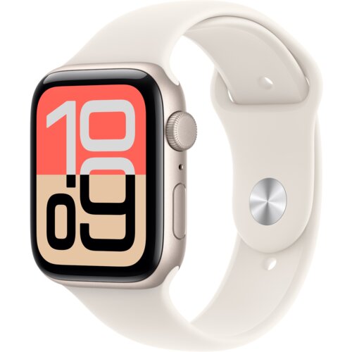 Apple Watch SE 3gen GPS 44mm koperta z aluminium (księżycowa poświata) + pasek sportowy rozmiar M/L (księżycowa poświata) 2025