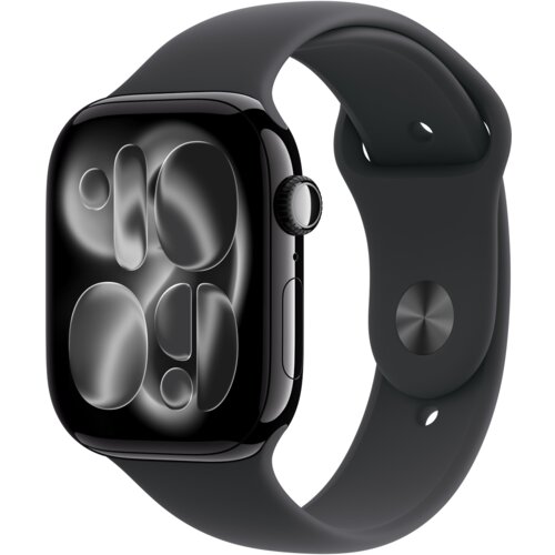Apple Watch 11 GPS 42mm koperta z aluminium (onyks) + pasek sportowy rozmiar M/L (czarny)